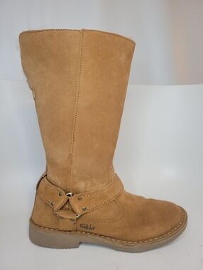 FarWest Tan Suede Winter Shearling-Lined Boots